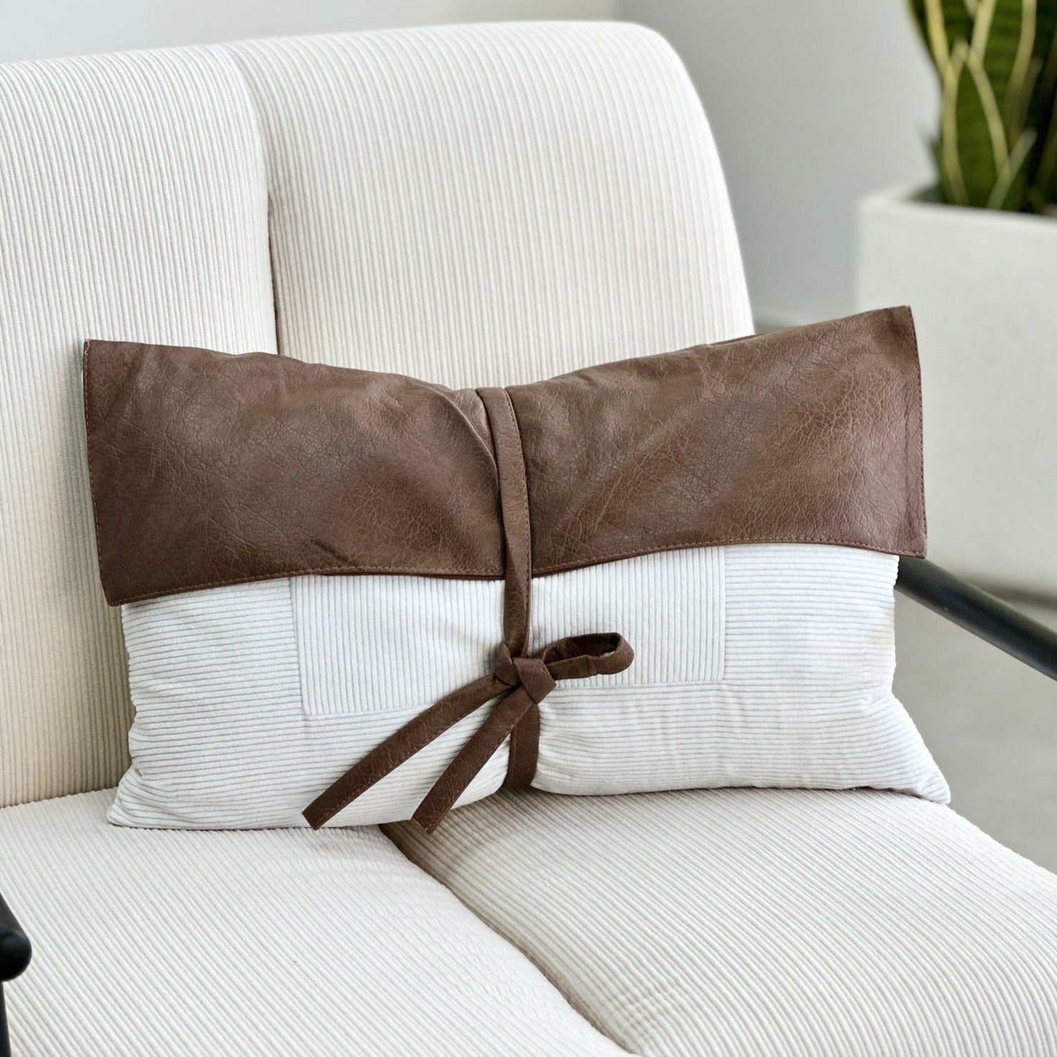Envelope Brown & White Long Pillow