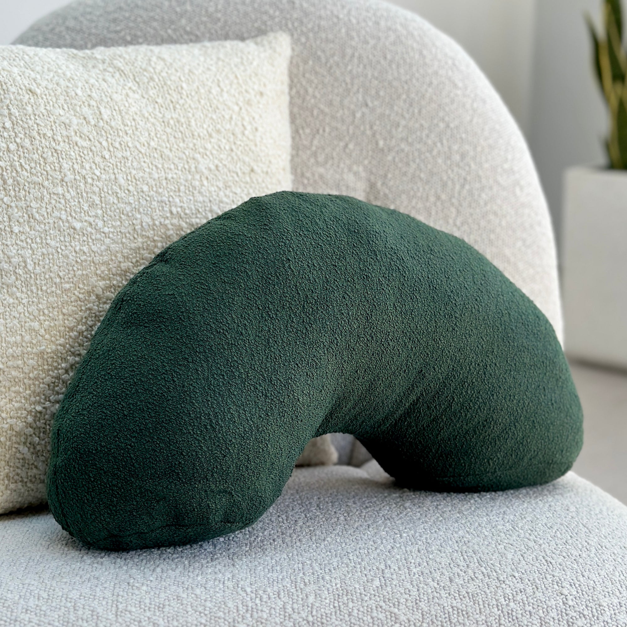 Bouclé Green Arch Throw Pillow