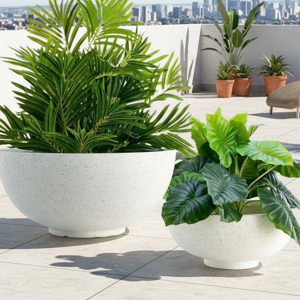 ivory plant pots Concavity Fiber Clay Smooth Ivory Planter