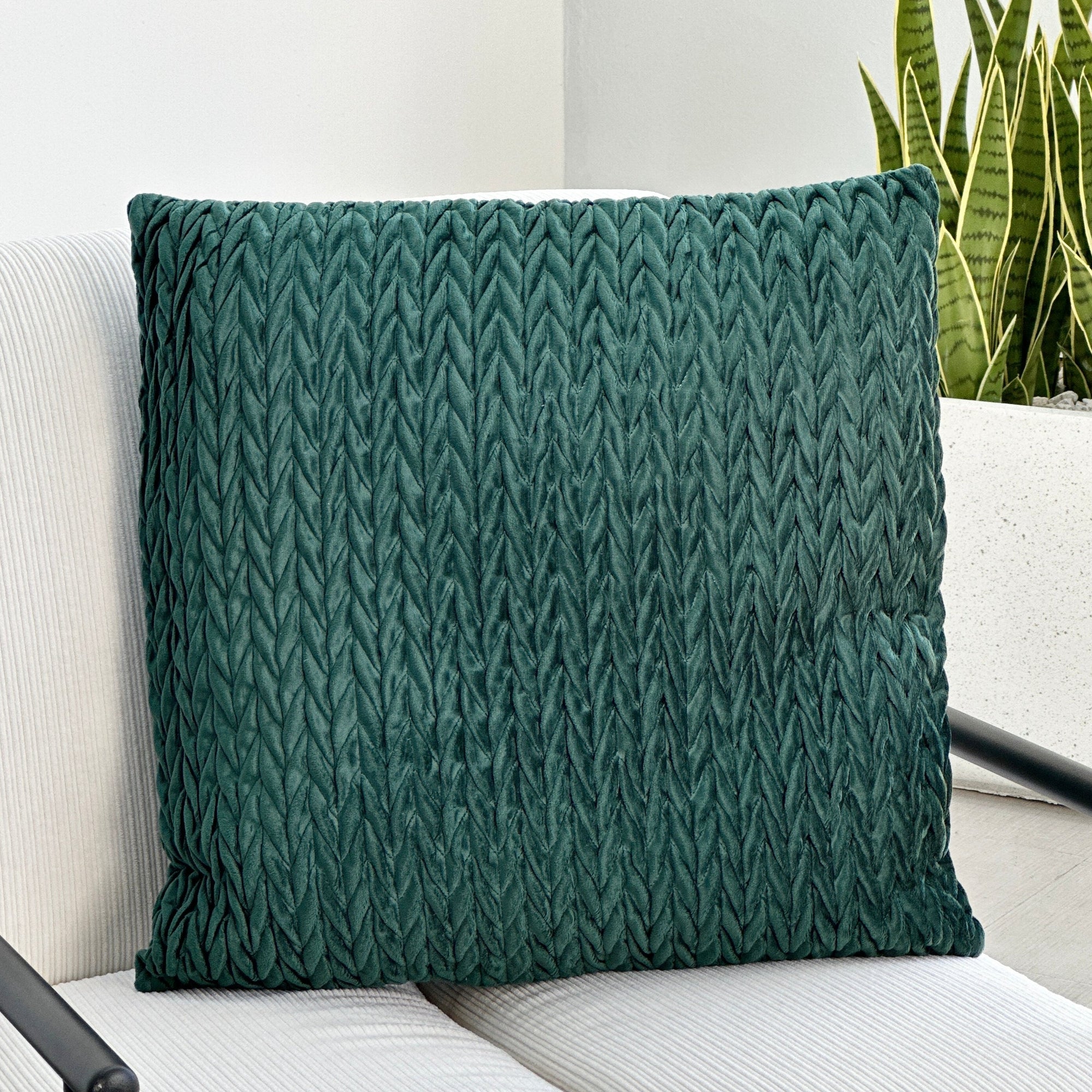 Braided Cushion Satin Emerald Green Pillow