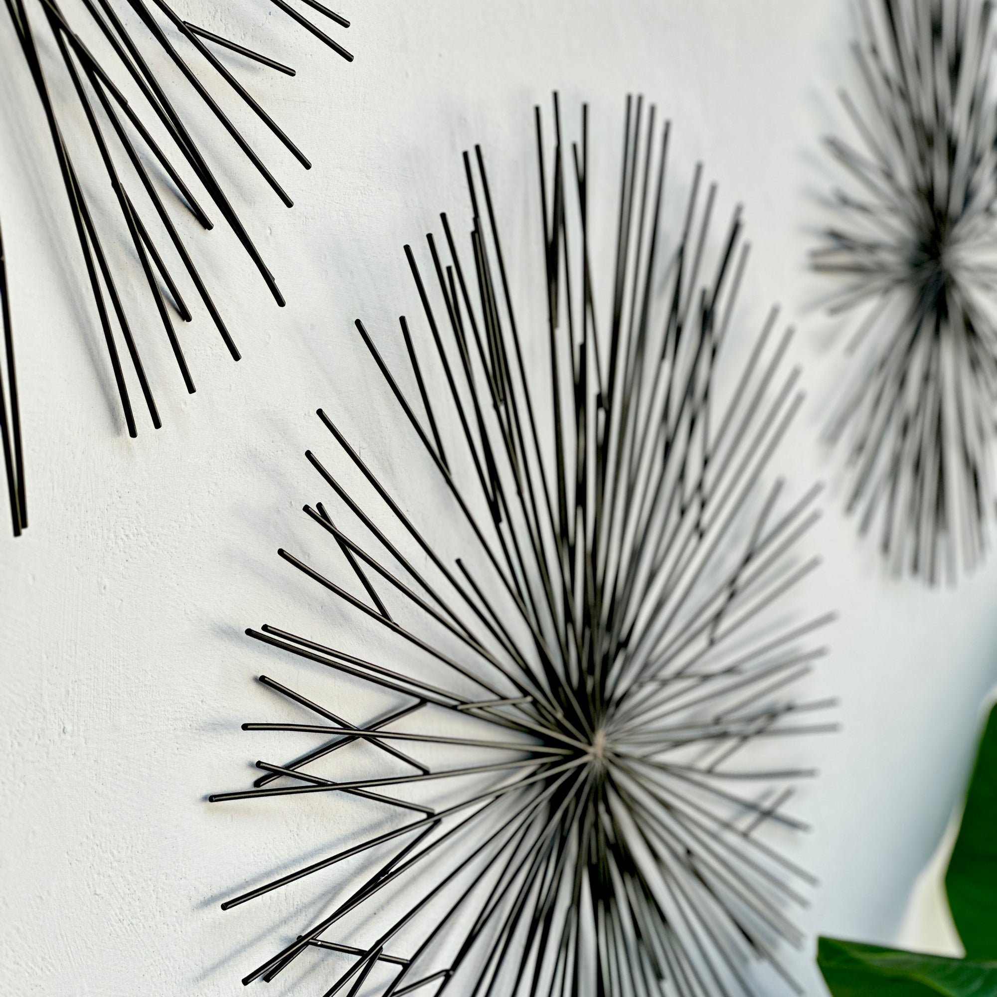 Abstract Black Dandelion Metal Wall Art Set