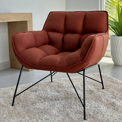 Tufted  Terracotta Accent Chair