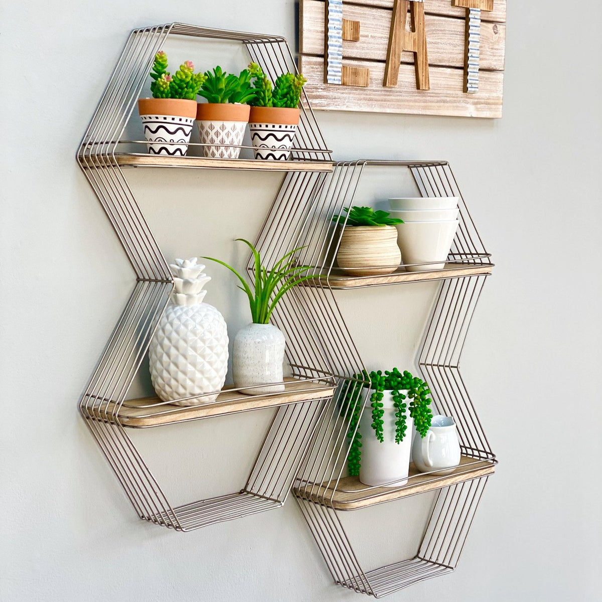 Double Hexagon Wall Shelf