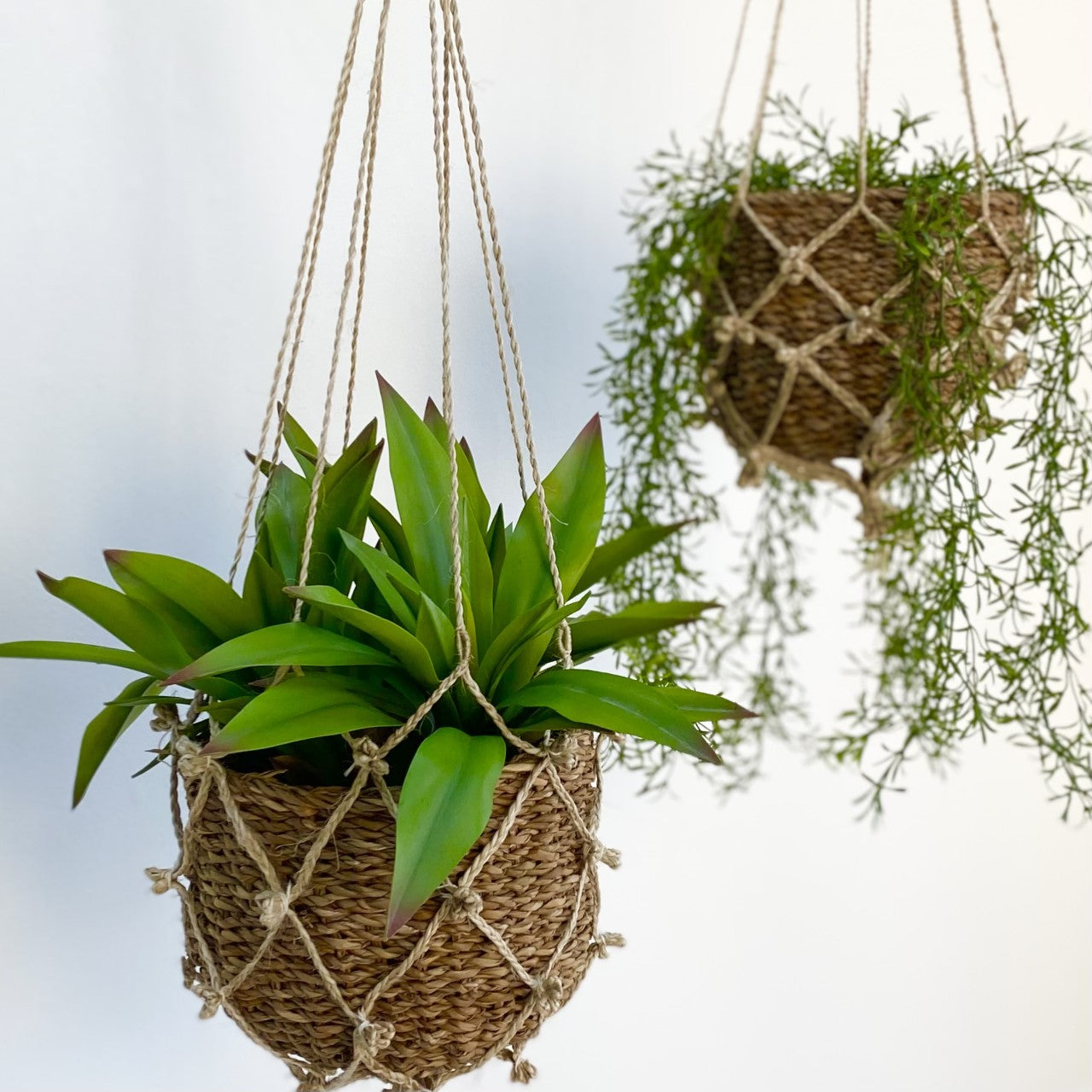 Macrame Plant Hanger With Sea Grass Basket