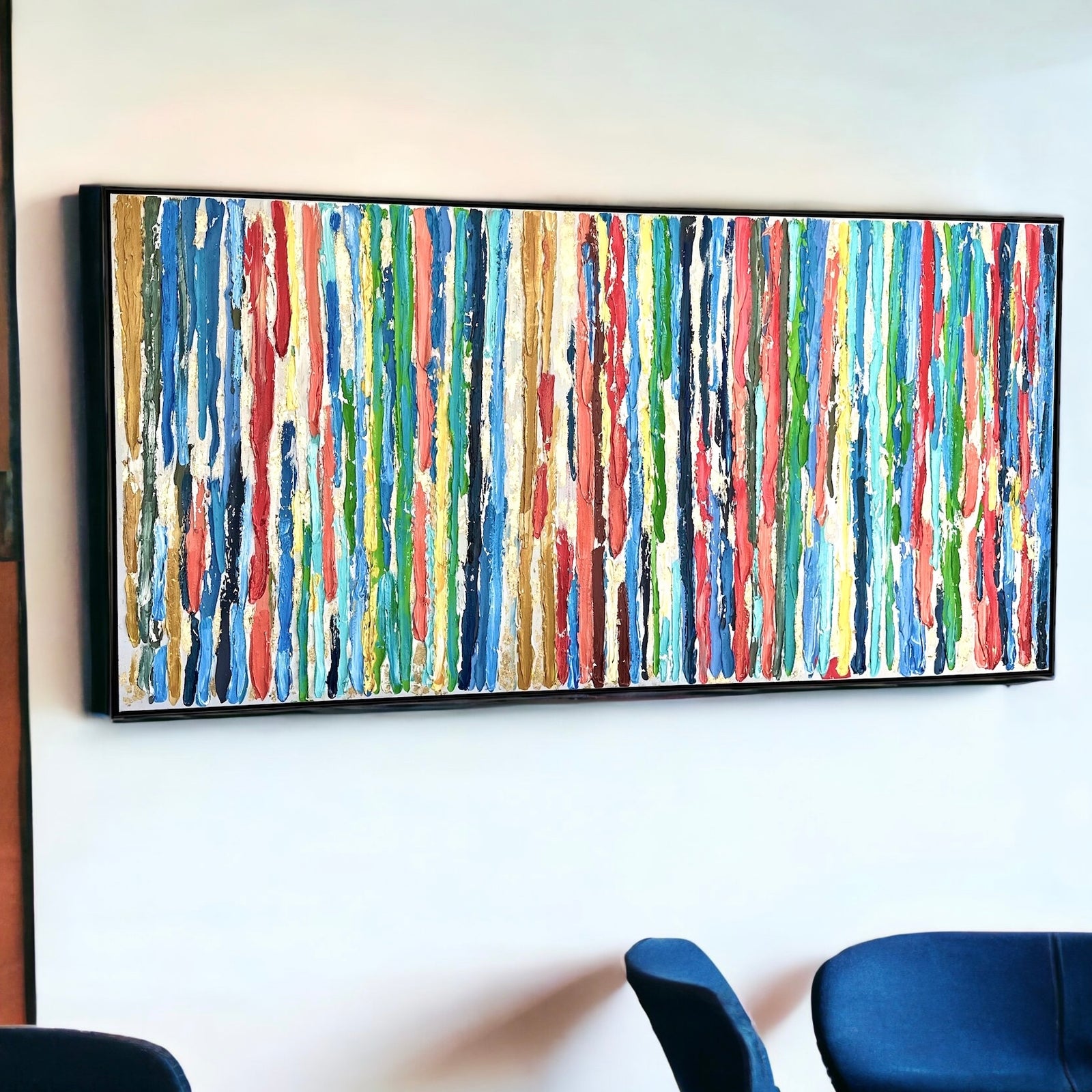 Colorful Groove Framed Oil Hand Painted Wall Art