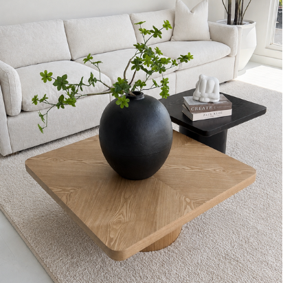 Monaco Natural-Black Coffee Table Set