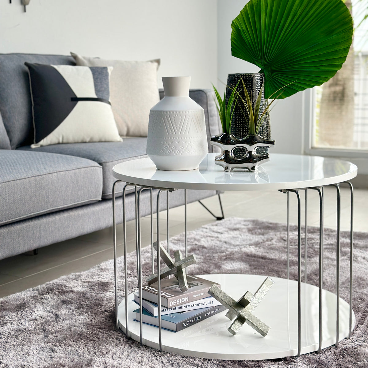 Alisa Lacquer White Round Coffee Table