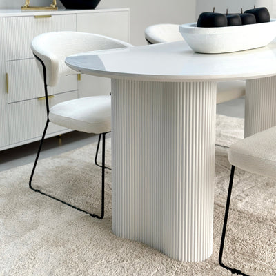 Modern Pedestal Oval Dining White Table