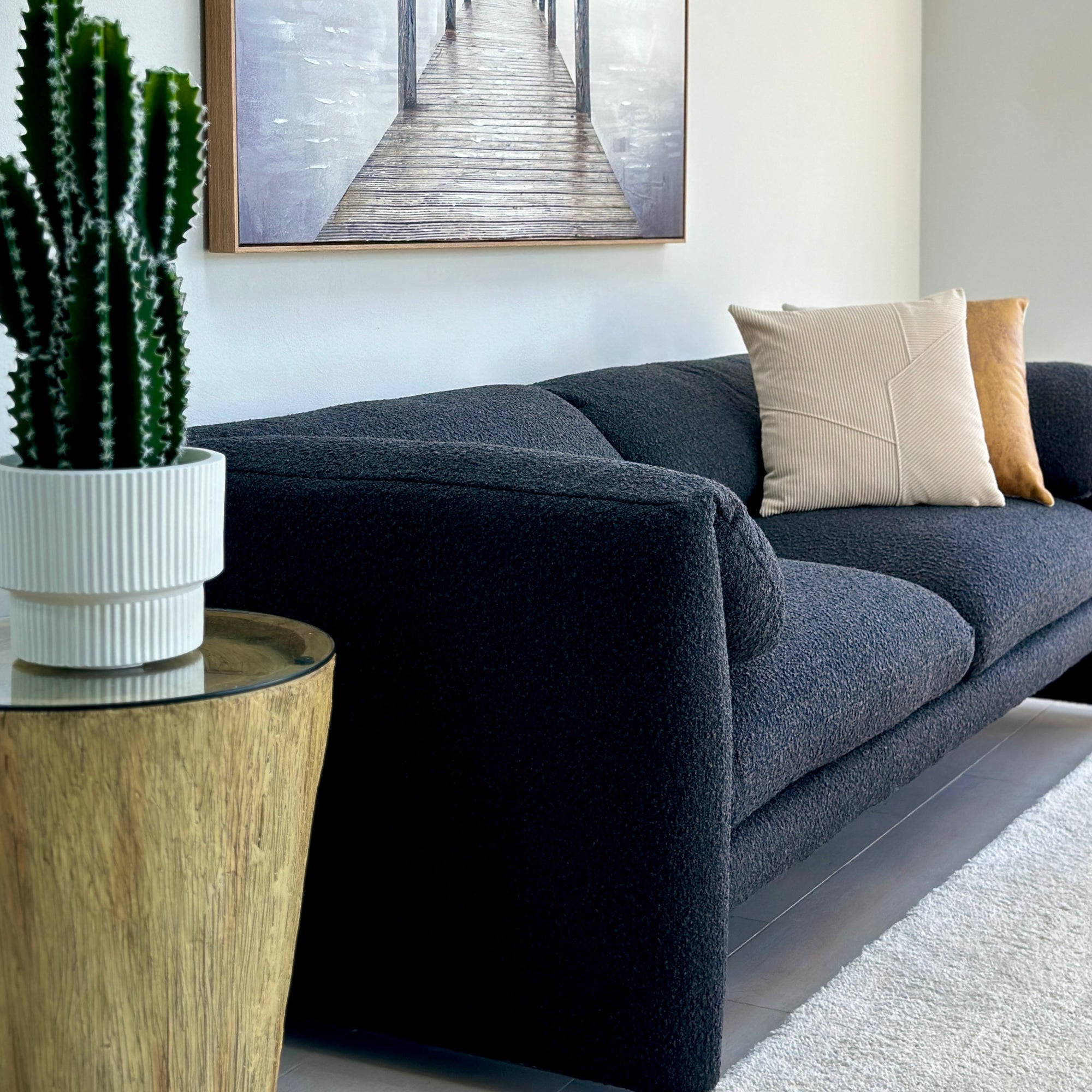 Harmony Black Sofa Boucle Fabric - Decora Home
