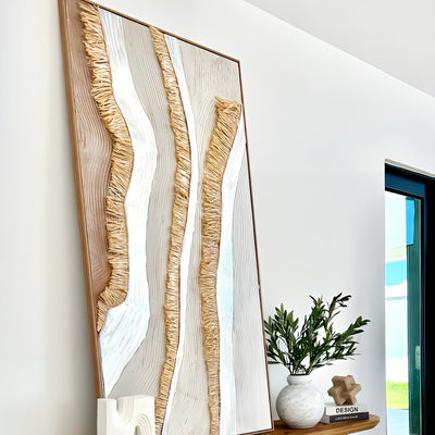 Abstract Raffia Sand Hand Painted Wall Art