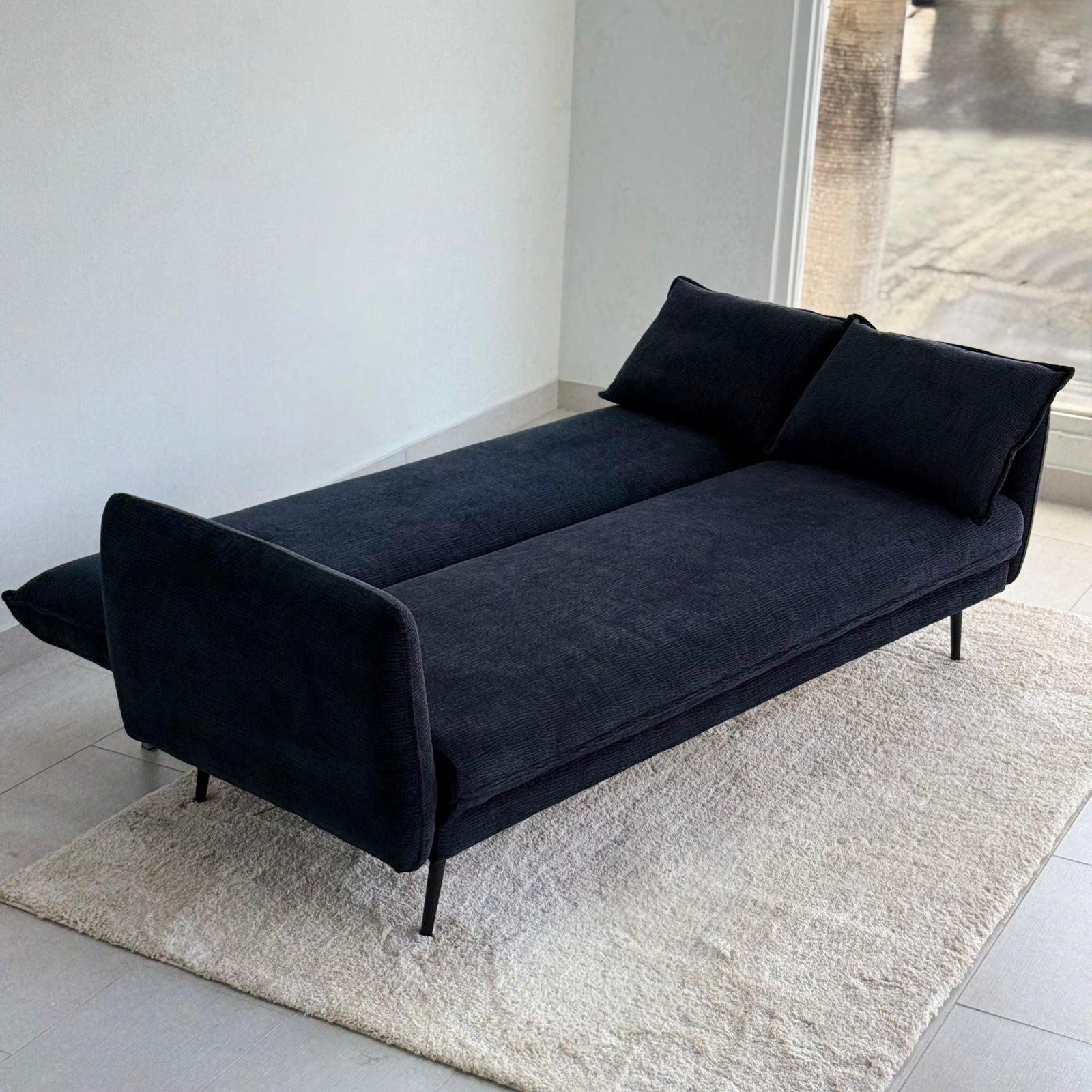 Stilo Futon Sofa Bed Black Fabric