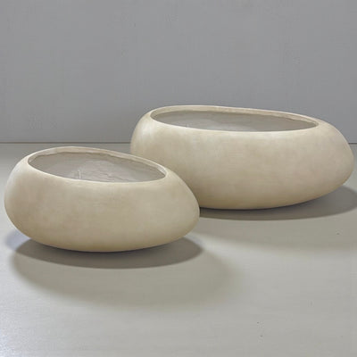 River Stone Wash Beige Fiber Clay Planter