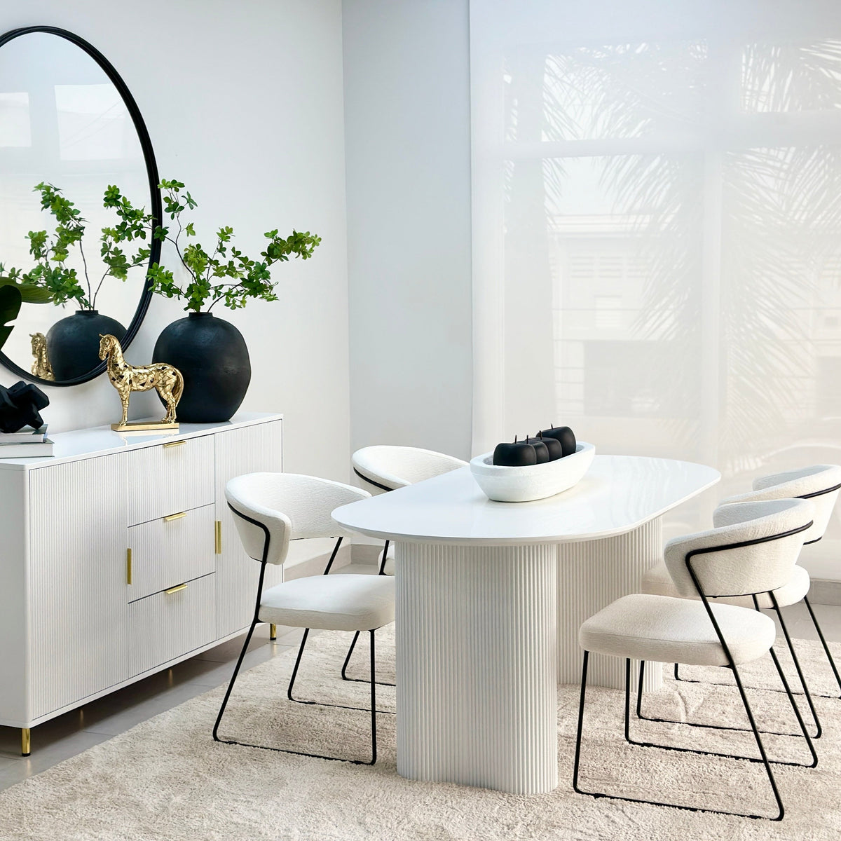 Modern Pedestal Oval Dining White Table