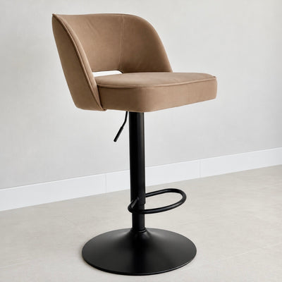 Kamari Adjustable Swivel Bar & Counter Stool Velvet Sand