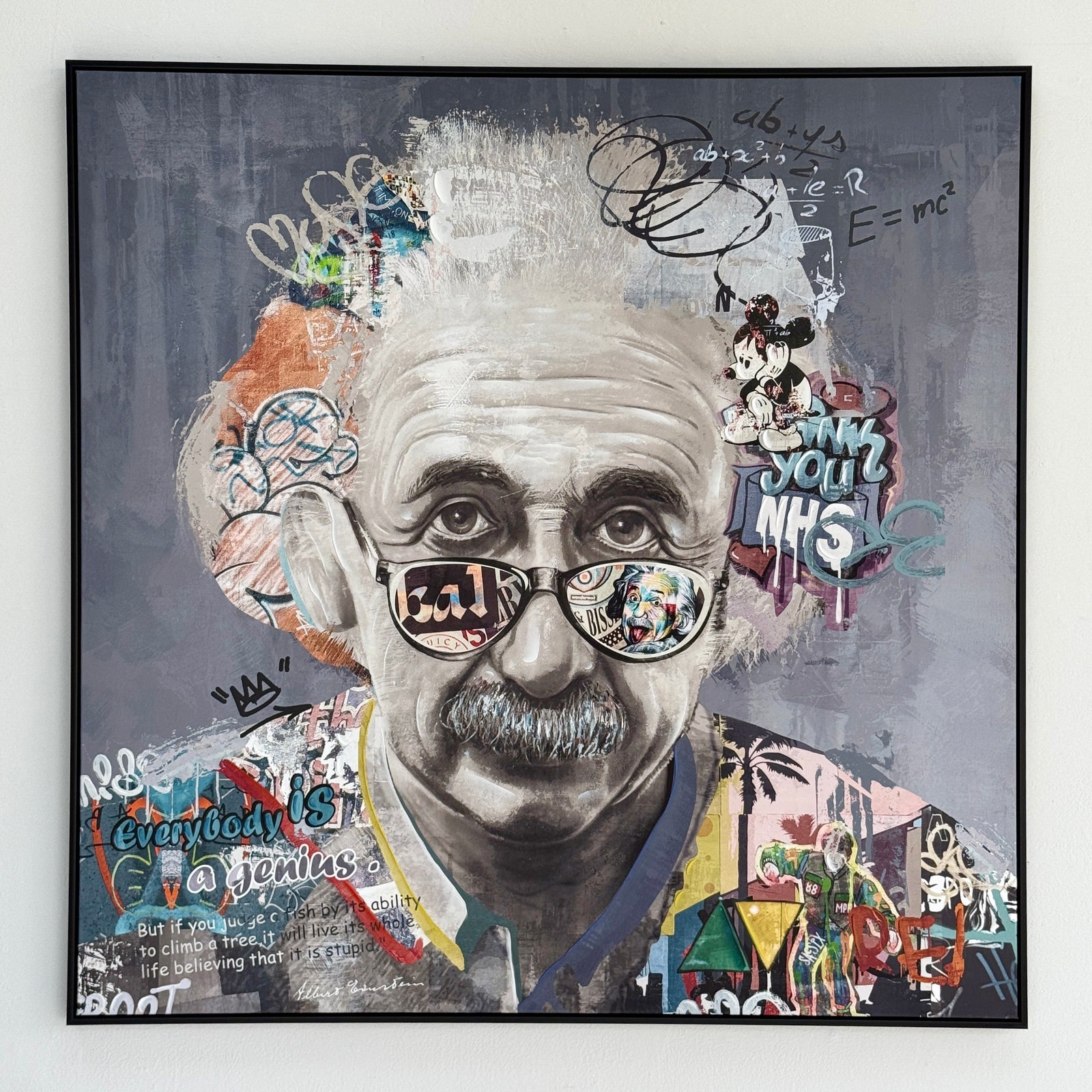 Cool Einstein Hand Painted Wall Art