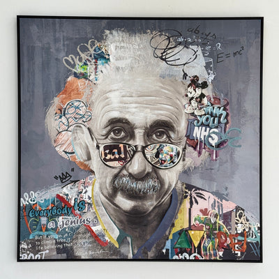 Cool Einstein Hand Painted Wall Art