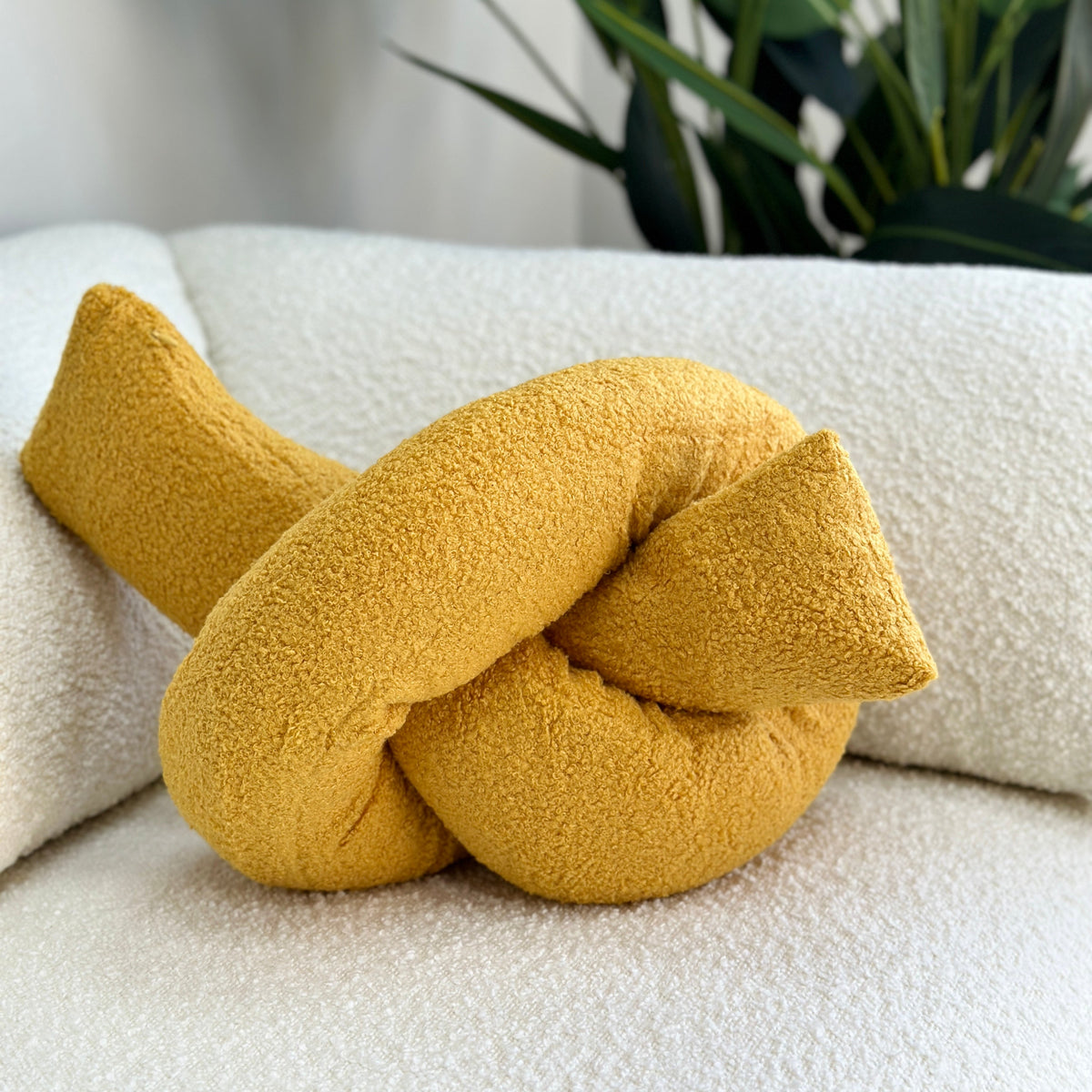 Boucle Love Knot Ginger Yellow Pillow