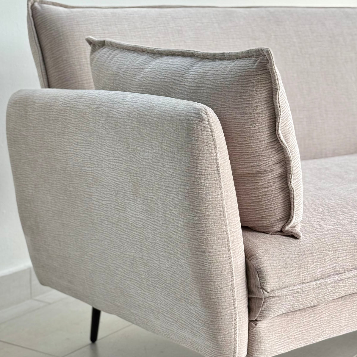 Stilo Futon Sofa Bed Bone Ivory Fabric