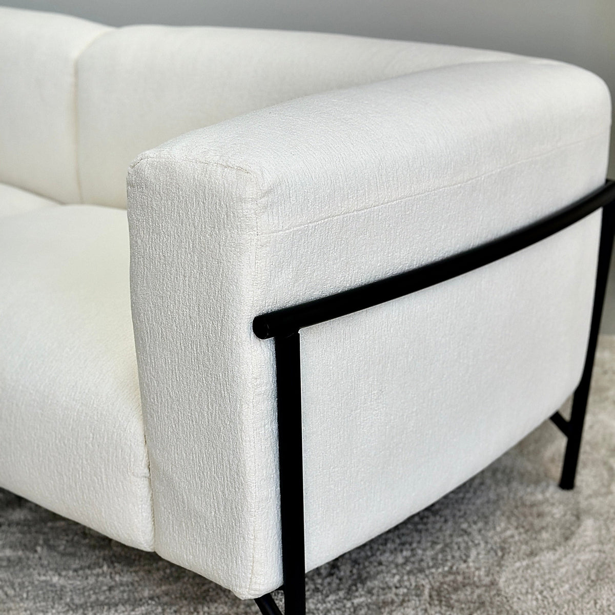 Embrace Bone White Fabric Sofa