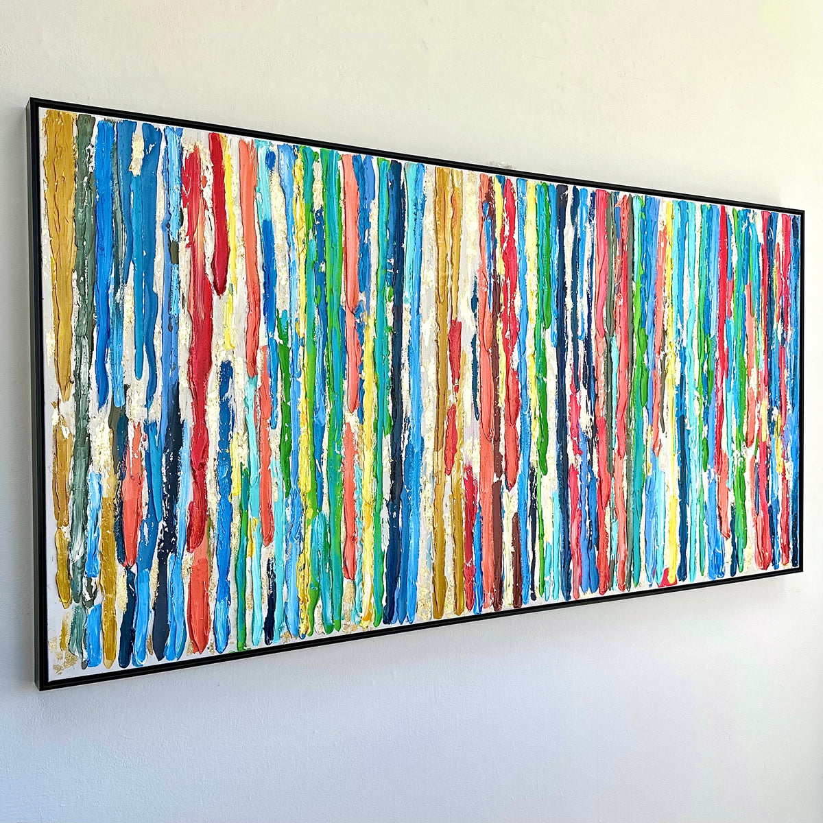 Colorful Groove Framed Oil Hand Painted Wall Art