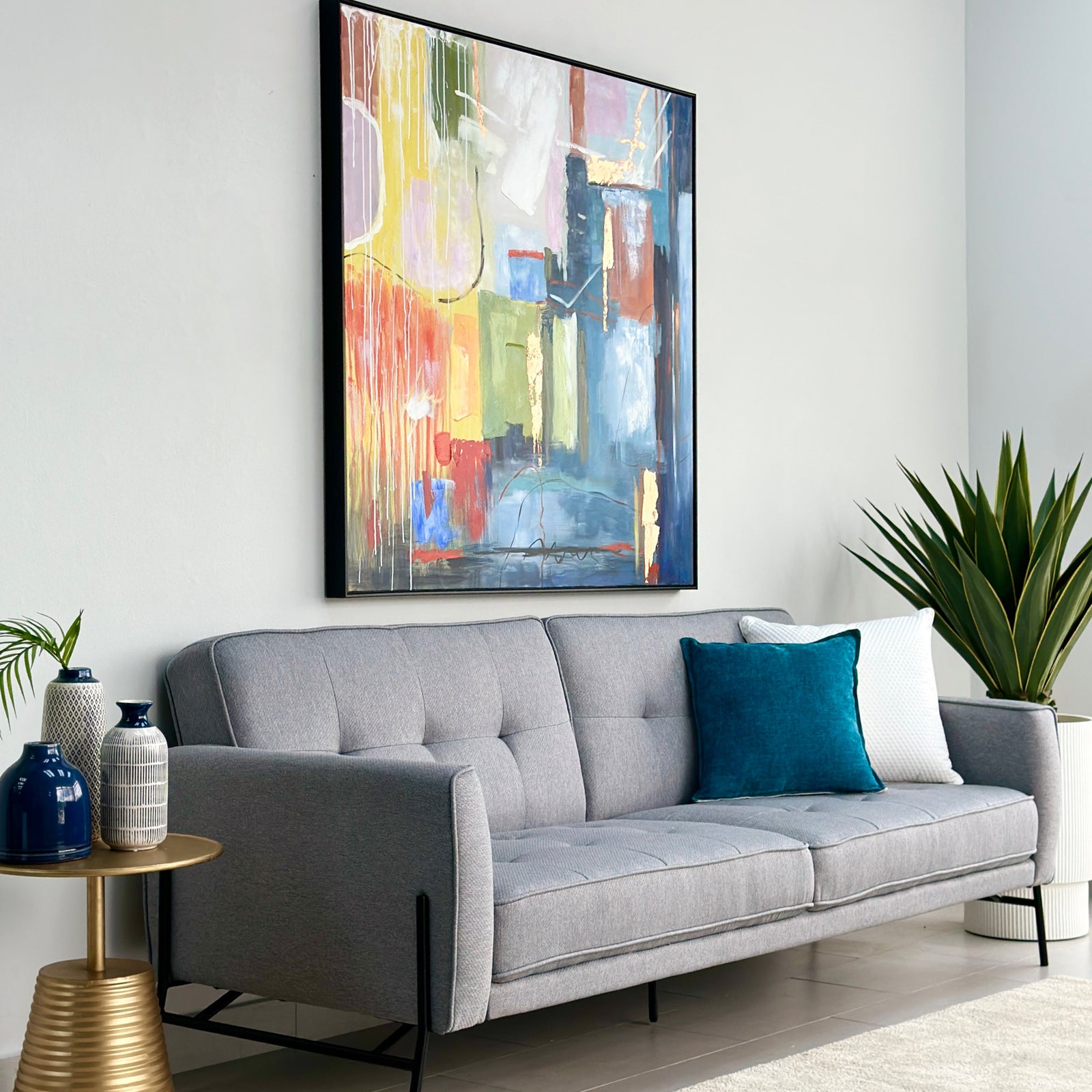 Mid-Century 3-Seater Twin Sleeper Gray Sofa Bed