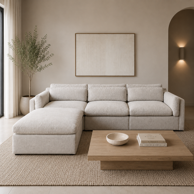 Serene feather Reversible Chaise Ivory Sectional