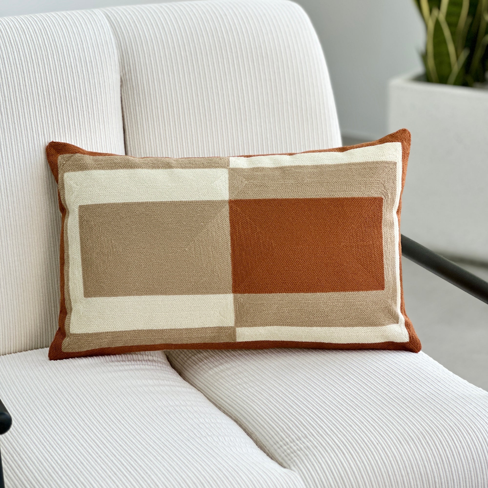 Embroidered Terra Long Pillow