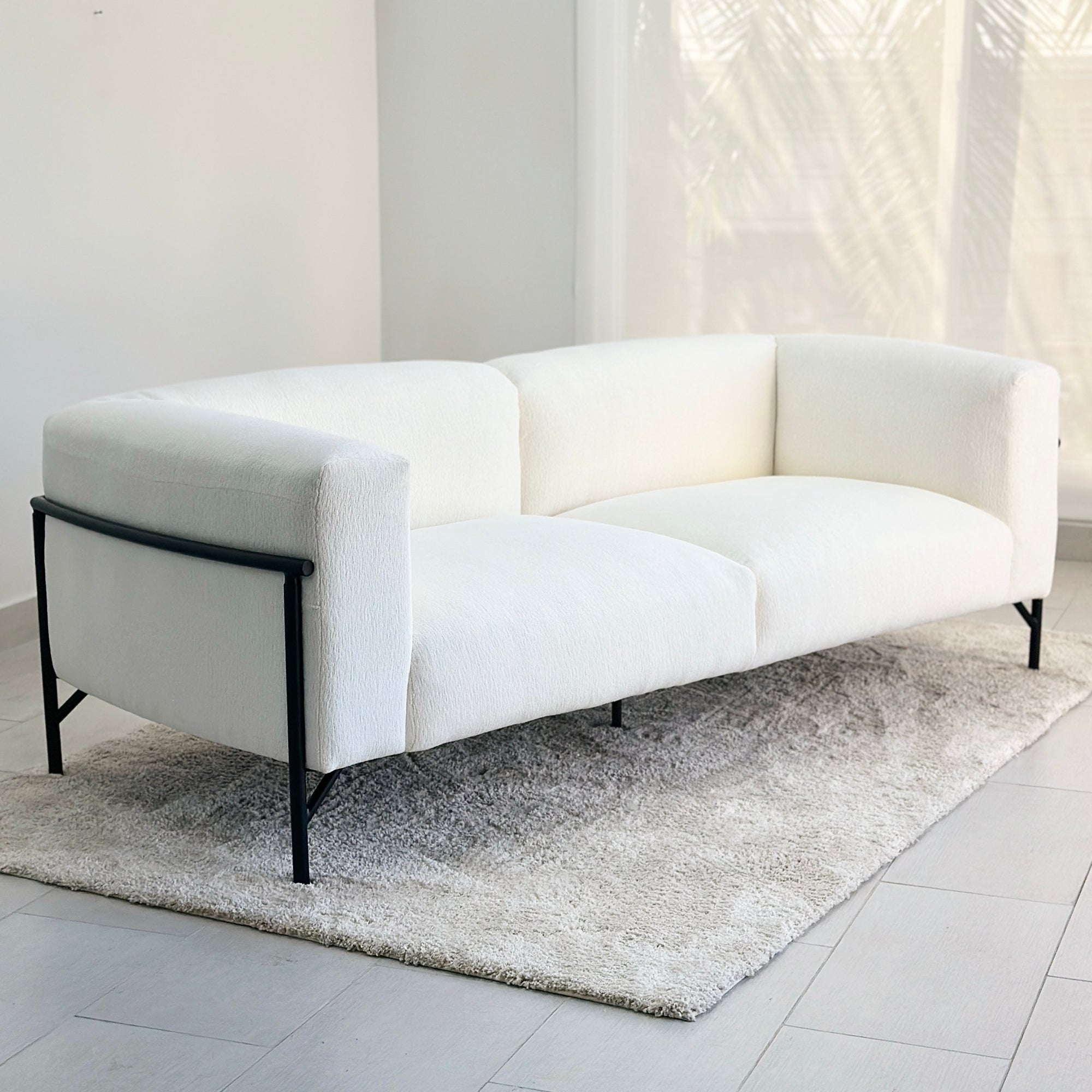 Embrace Bone White Fabric Sofa