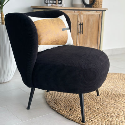 Cherish Chair Black Corduroy Fabric