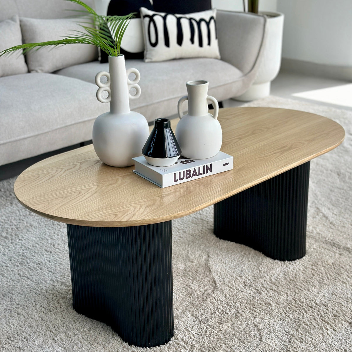 Modern  Oval Two Tone Coffee Table