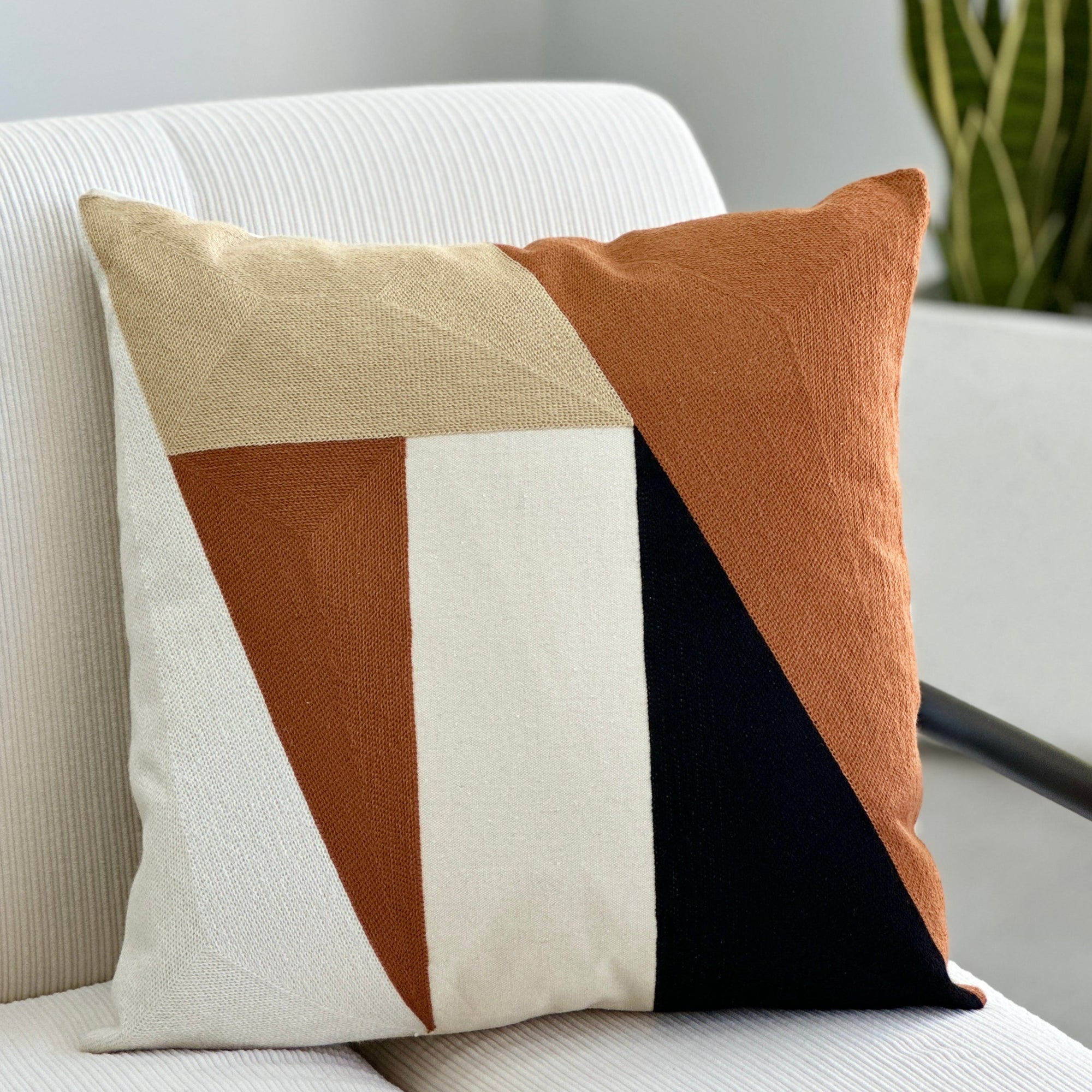 Embroidered Terracotta Patch Pillow