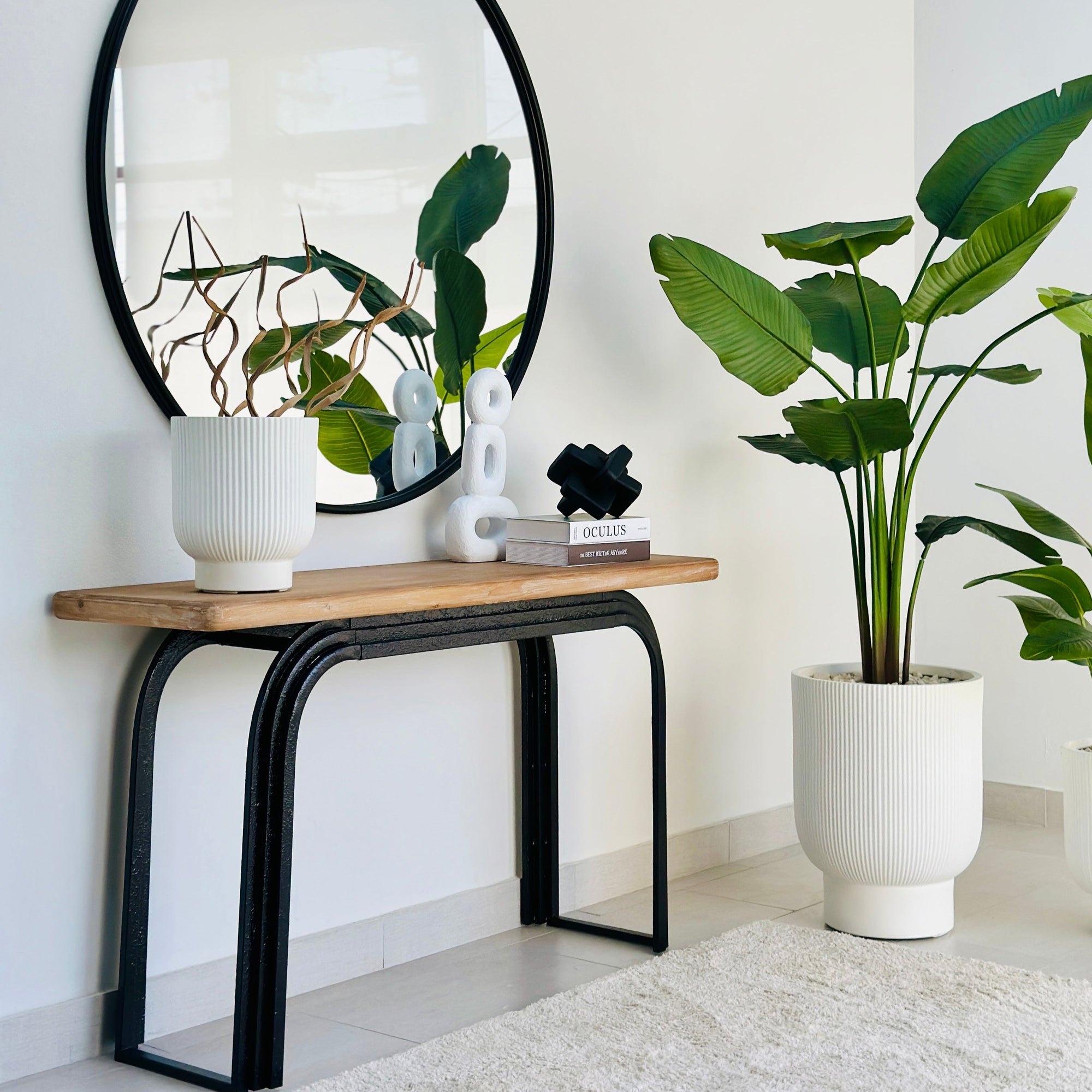 Curved Frame Wooden Top Console Table