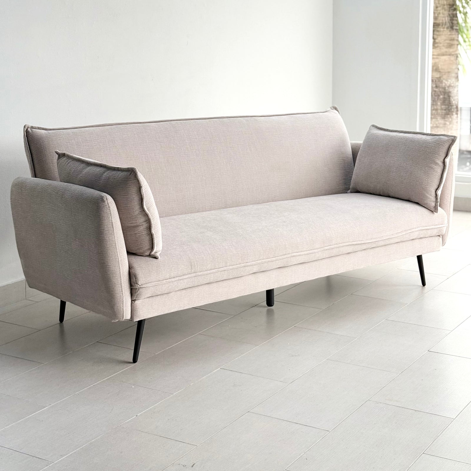 Stilo Futon Sofa Bed Bone Ivory Fabric