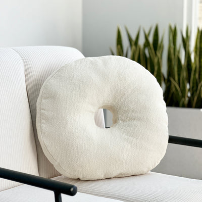 Bouclé Ivory Donut Throw Pillow