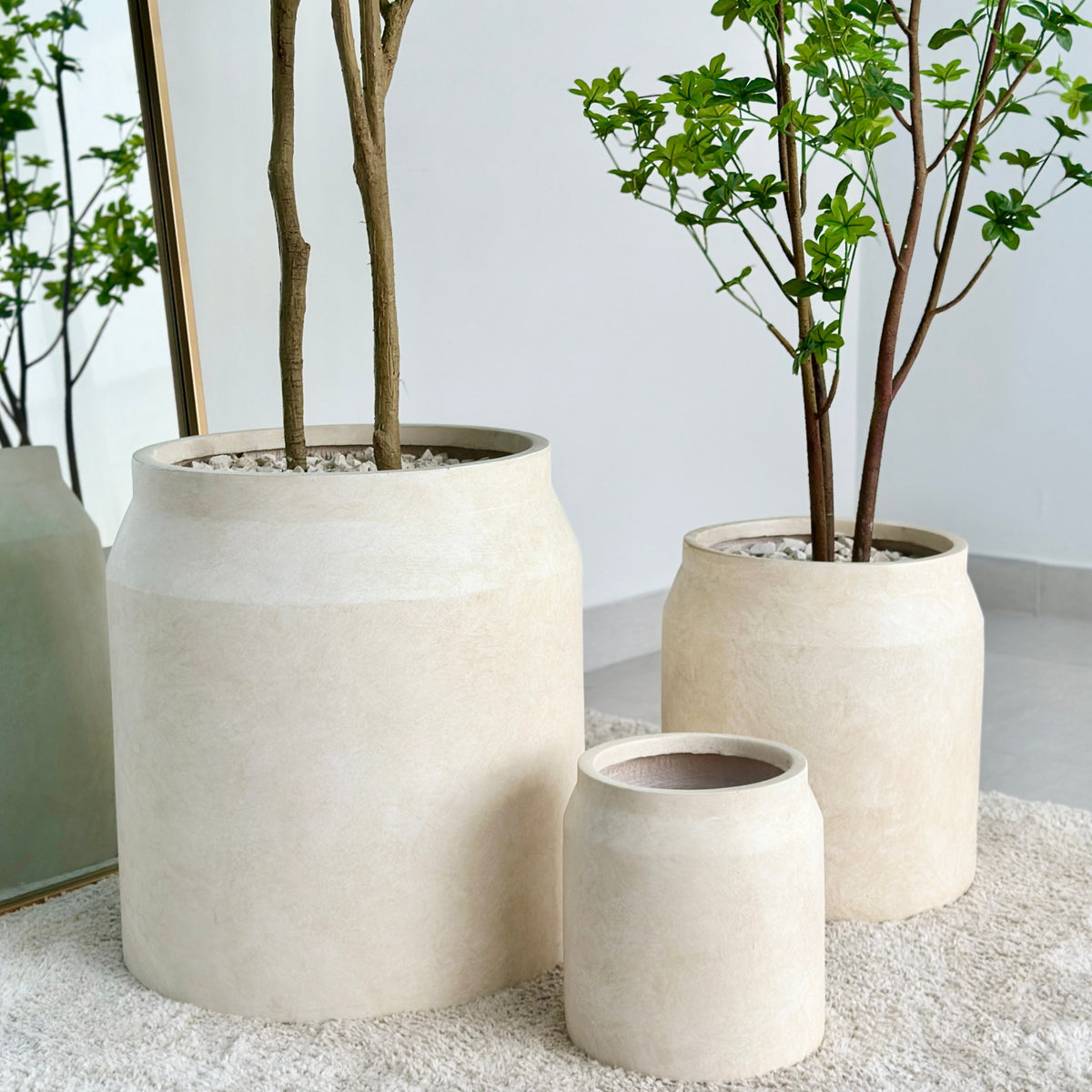 Smooth Drum Fiber Clay Planter