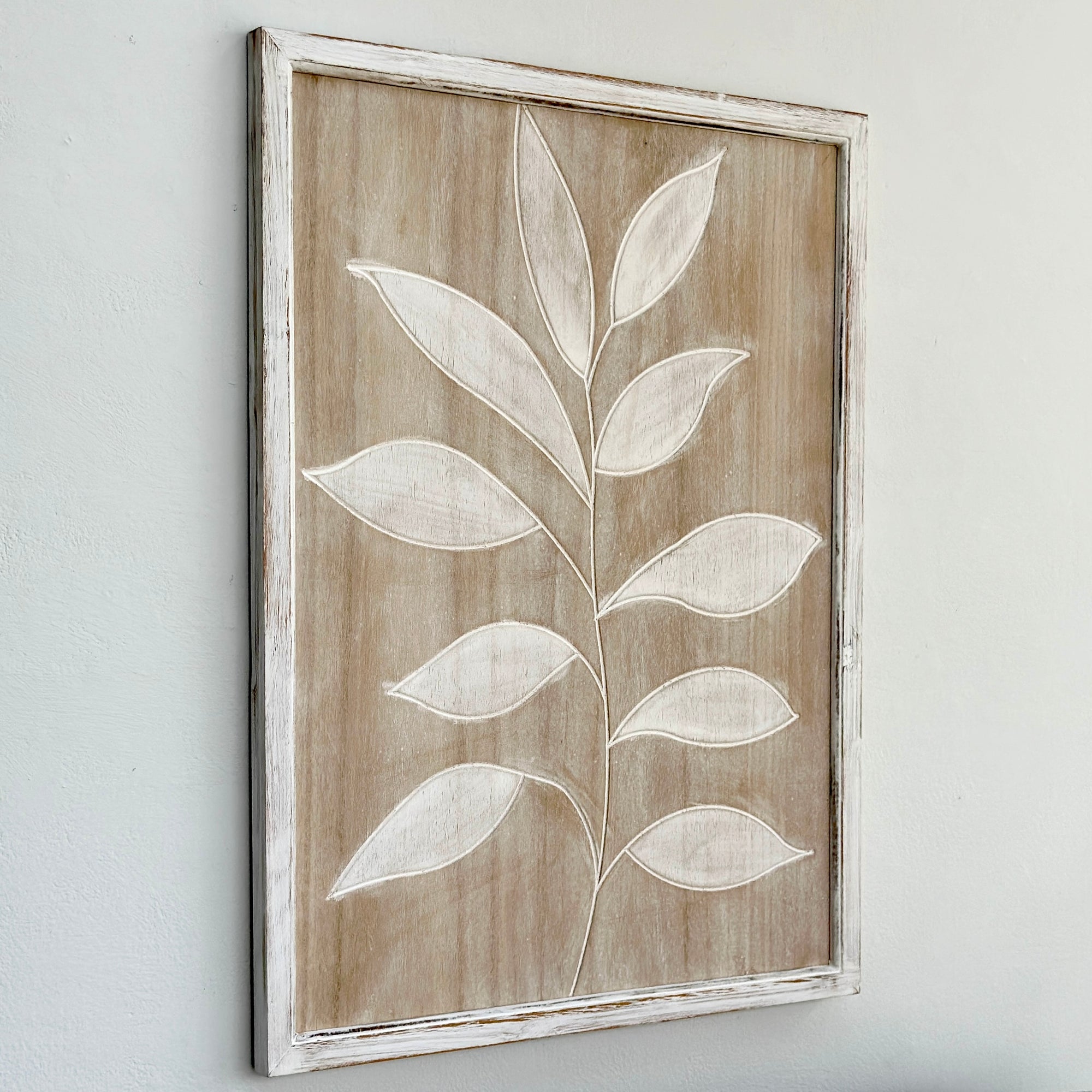 Tropical Leaf Carved Wooden Wall Art