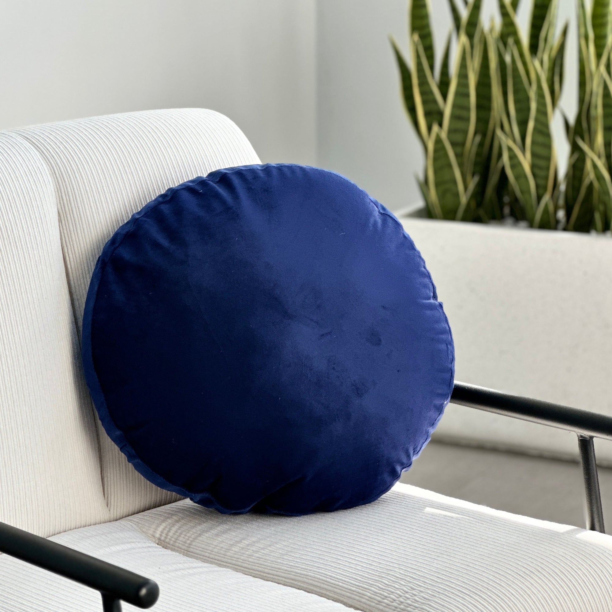 Bonbon Round Velvet Blue Pillow