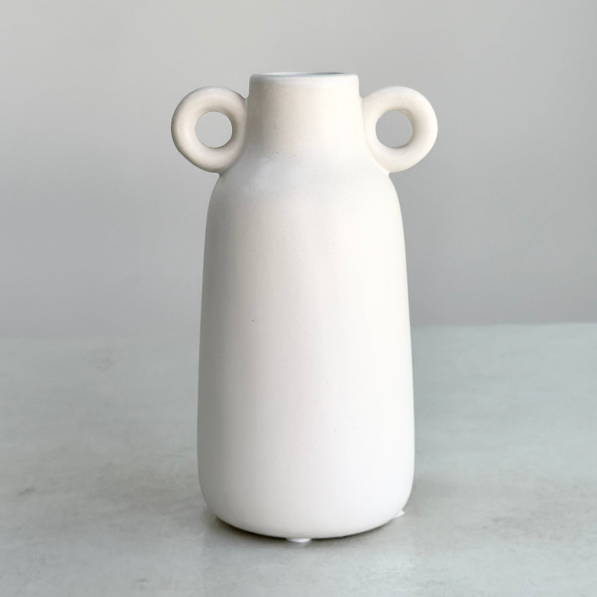 Ceramic White Vase Side Rings Handles