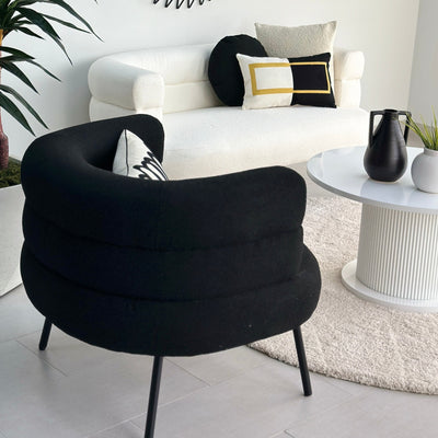 Curved Ribbed Black Accent Chair