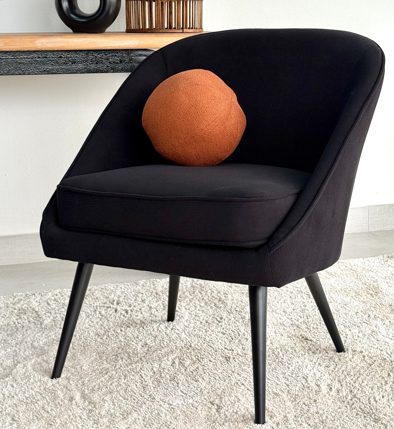 Amber Corduroy Fabric Black Chair