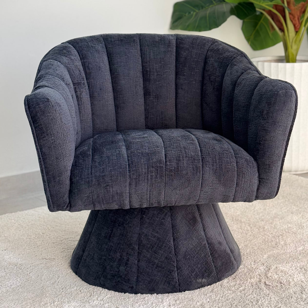 Swivel Barrel Midnight Pewter Chair