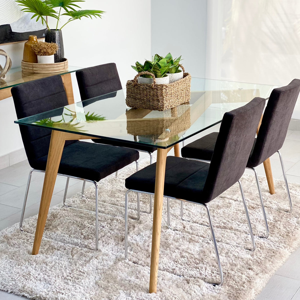 Rectangle Ash Wood Dining Table Legs Set