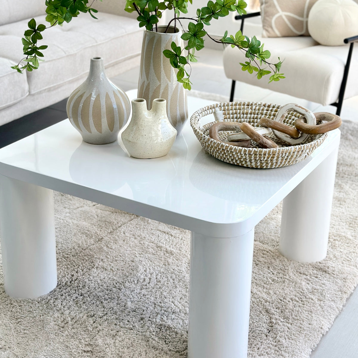 Smooth Square White Lacquer Coffee Table