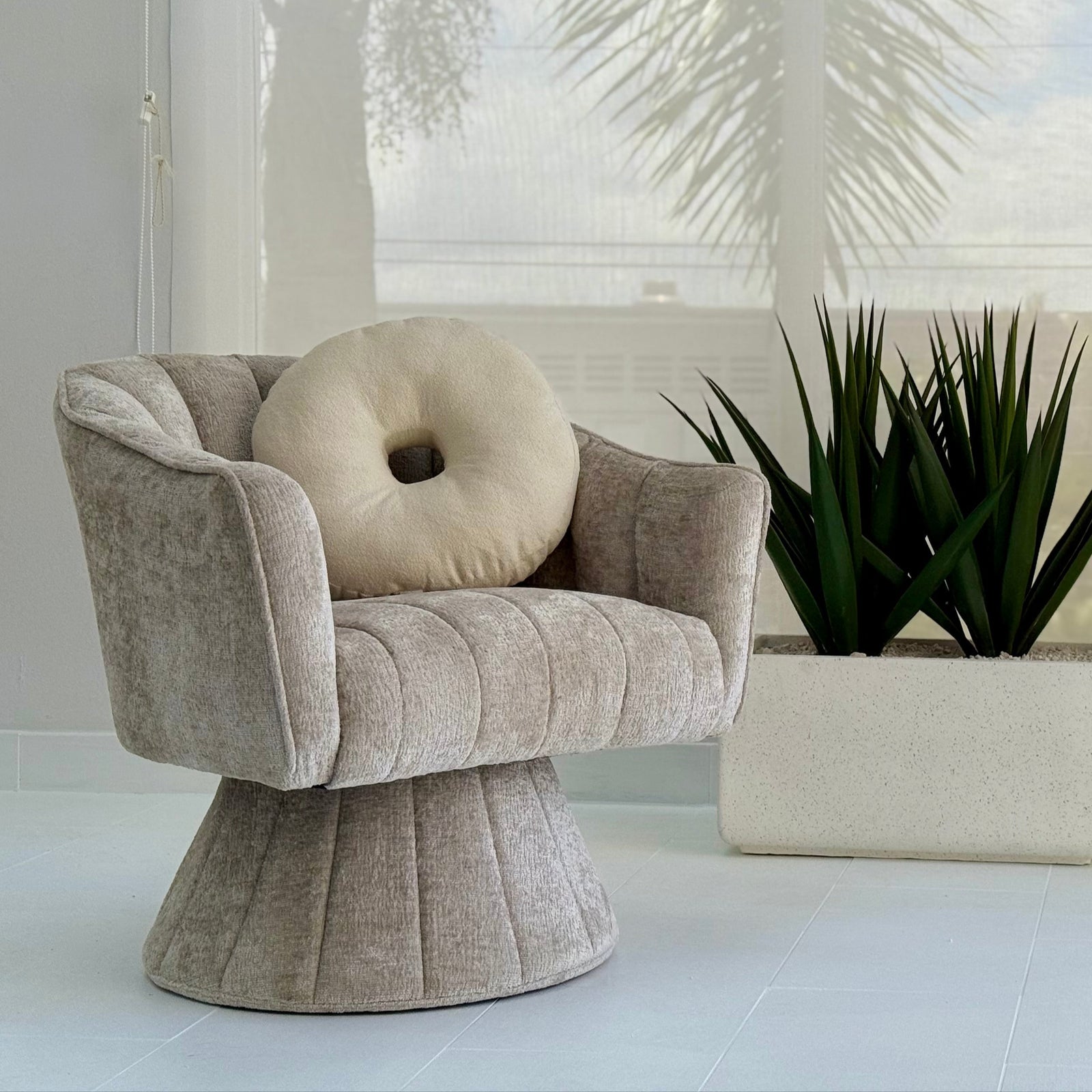 Swivel Barrel Sand Chair