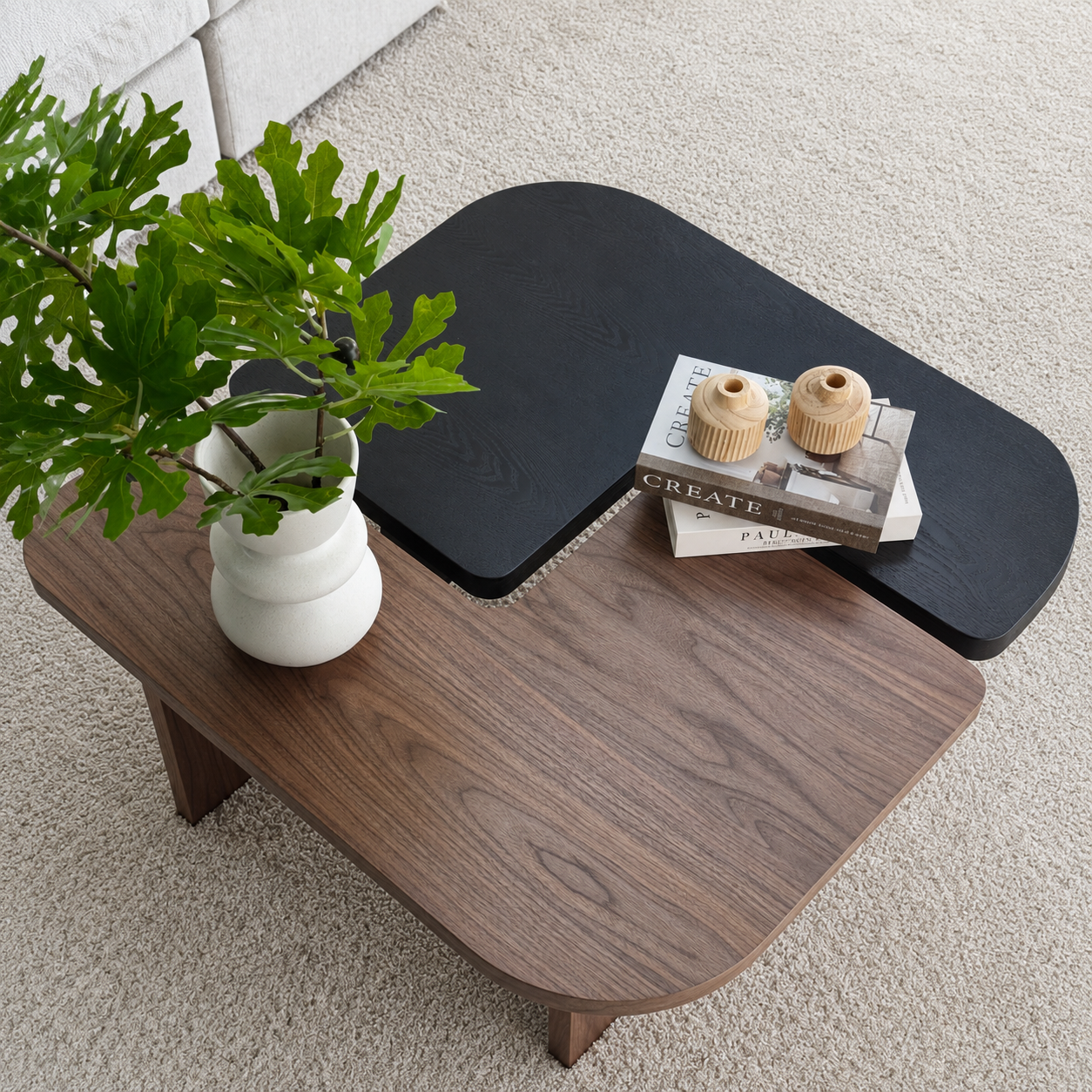 Florence Two-Tone Coffee Table Set of Two Natural and Black
