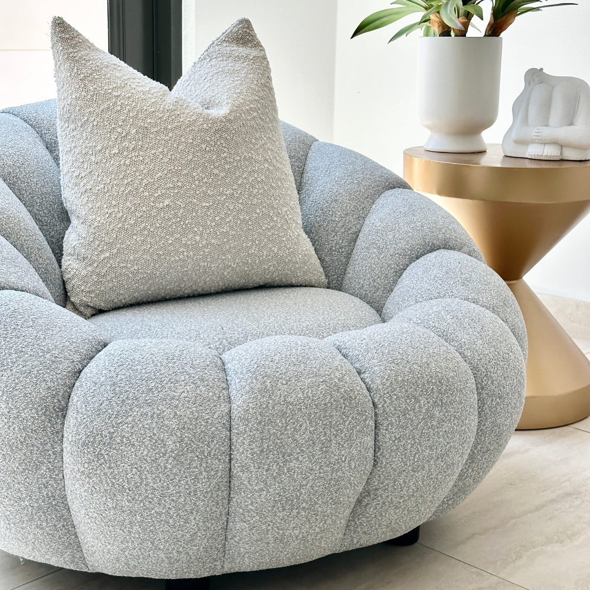 Nuvola Gray Boucle Accent Chair