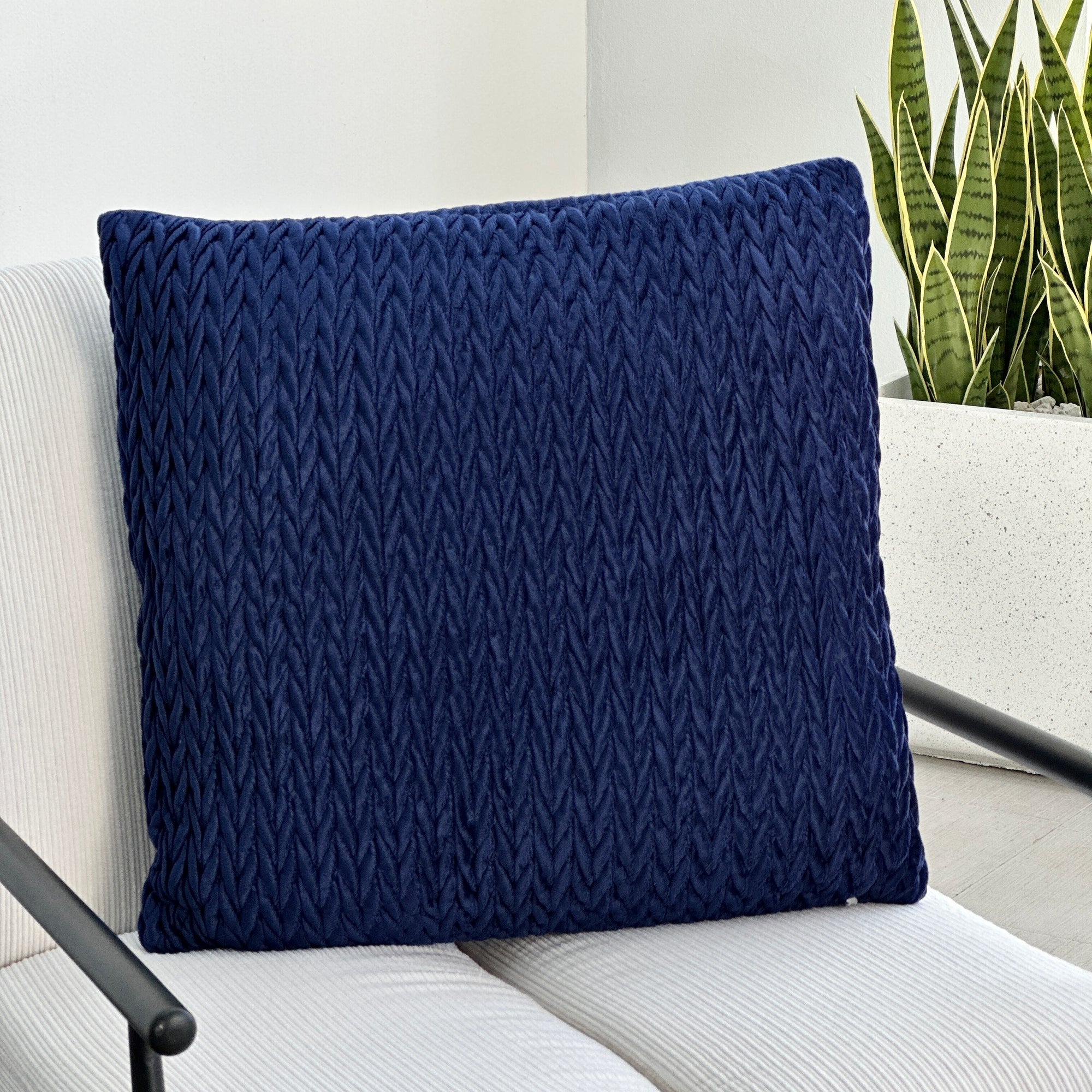 Braided Cushion Satin Classic Blue Pillow