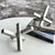 Metal Abstract Silver Cross Set of Two