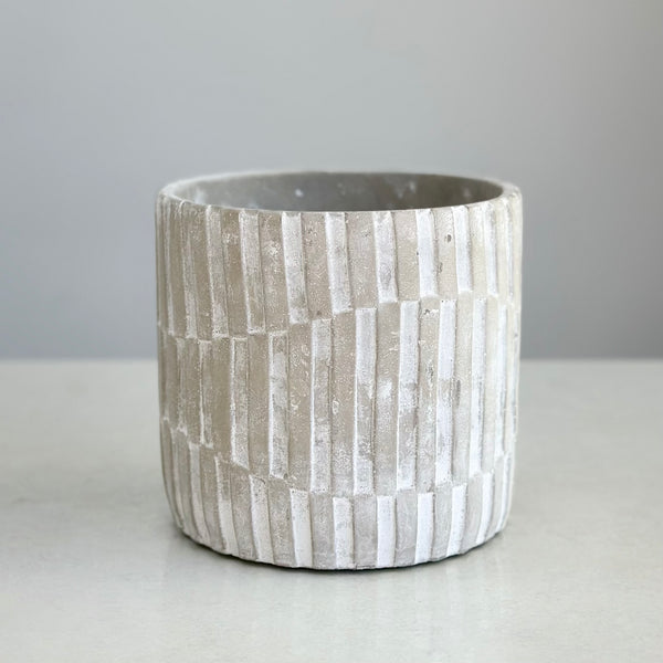 Cement Round Pot Geometric Design - Decora Home