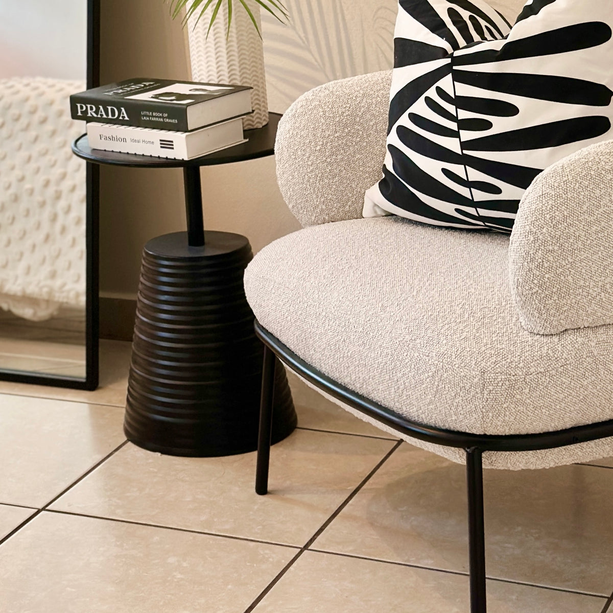 Ivory Pillar Accent Chair